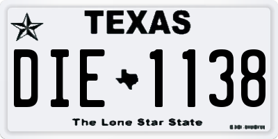 TX license plate DIE1138