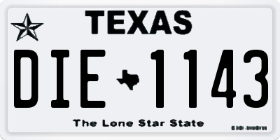 TX license plate DIE1143