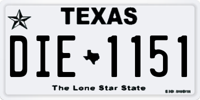 TX license plate DIE1151