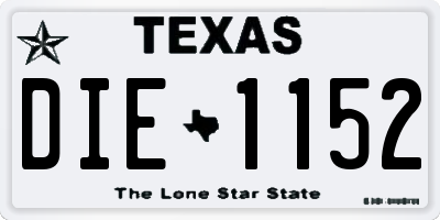 TX license plate DIE1152