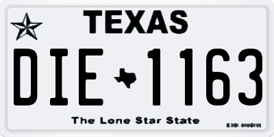TX license plate DIE1163