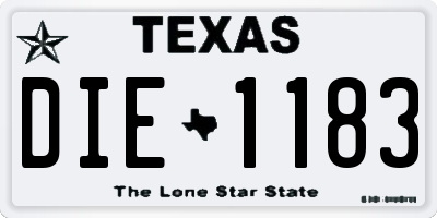 TX license plate DIE1183