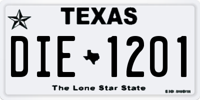 TX license plate DIE1201