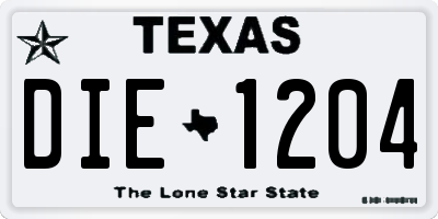 TX license plate DIE1204