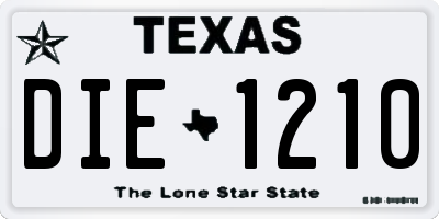 TX license plate DIE1210