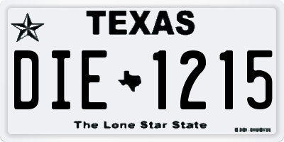 TX license plate DIE1215