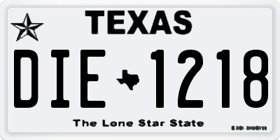 TX license plate DIE1218