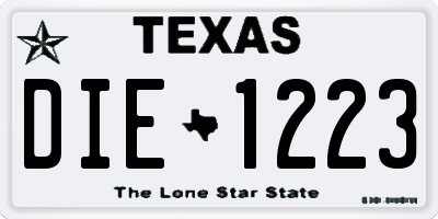 TX license plate DIE1223