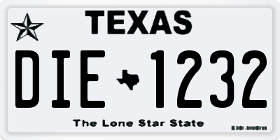 TX license plate DIE1232