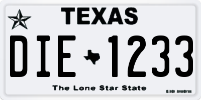 TX license plate DIE1233