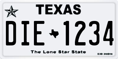 TX license plate DIE1234