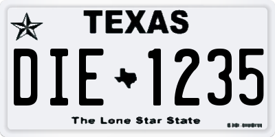 TX license plate DIE1235