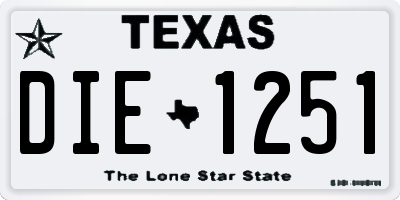 TX license plate DIE1251