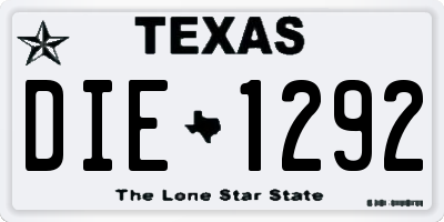 TX license plate DIE1292