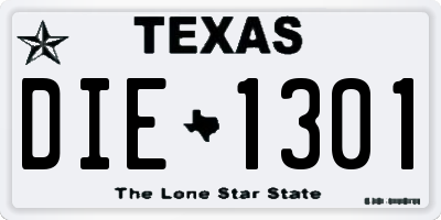 TX license plate DIE1301