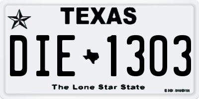 TX license plate DIE1303