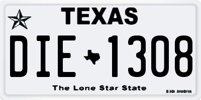 TX license plate DIE1308