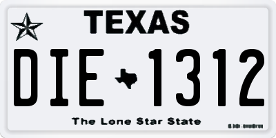 TX license plate DIE1312