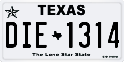 TX license plate DIE1314