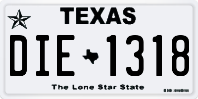 TX license plate DIE1318