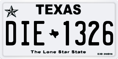 TX license plate DIE1326