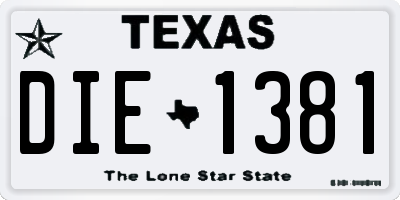 TX license plate DIE1381