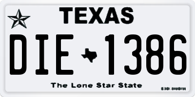 TX license plate DIE1386