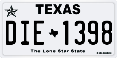 TX license plate DIE1398