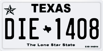 TX license plate DIE1408