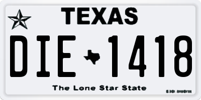 TX license plate DIE1418