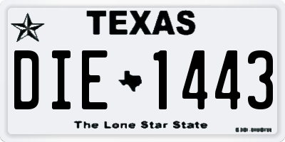 TX license plate DIE1443