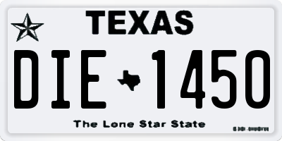 TX license plate DIE1450