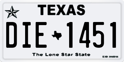 TX license plate DIE1451