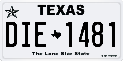 TX license plate DIE1481