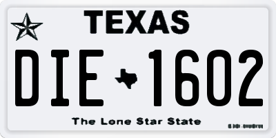 TX license plate DIE1602