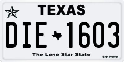 TX license plate DIE1603