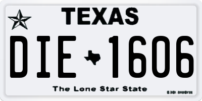 TX license plate DIE1606