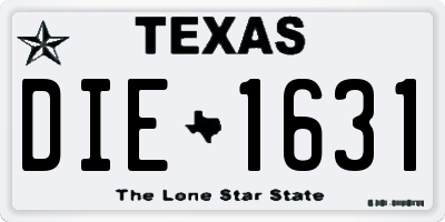 TX license plate DIE1631