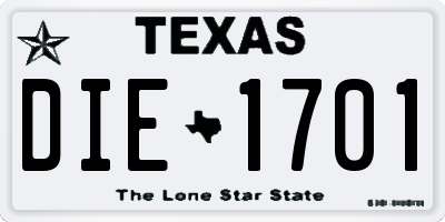 TX license plate DIE1701