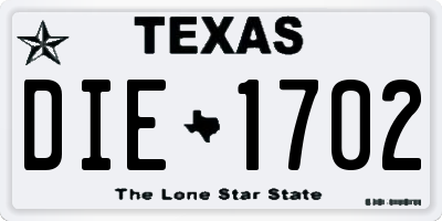 TX license plate DIE1702