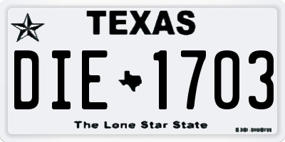 TX license plate DIE1703