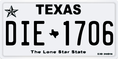 TX license plate DIE1706