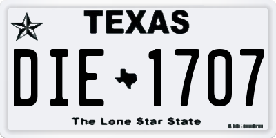 TX license plate DIE1707