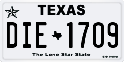TX license plate DIE1709