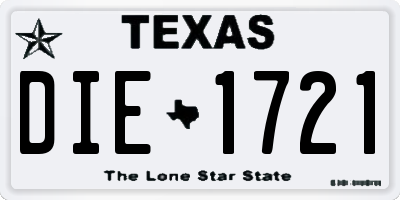 TX license plate DIE1721
