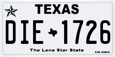 TX license plate DIE1726