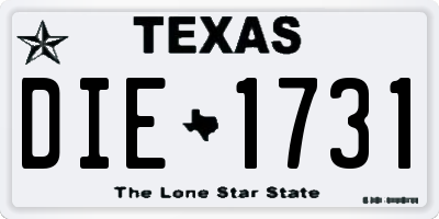 TX license plate DIE1731