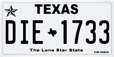 TX license plate DIE1733