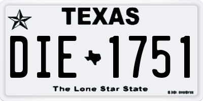 TX license plate DIE1751
