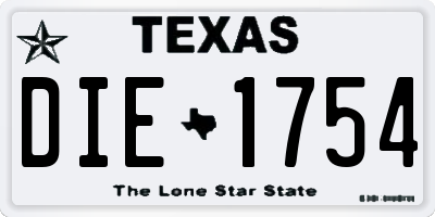 TX license plate DIE1754